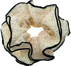 Beiges Haargummi mit kleinen schwarzen Punkten, 14 cm