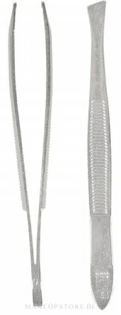 Breite Pinzette schräg 8 cm silbern