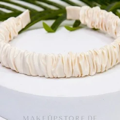 Breiter Satin-Haarreif mit Rüschen ecrufarben