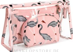 Damen Kosmetiktasche 3 in 1 Flamingo, rosa