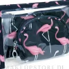 Damen Kosmetiktasche 3 in 1 Flamingo, schwarz