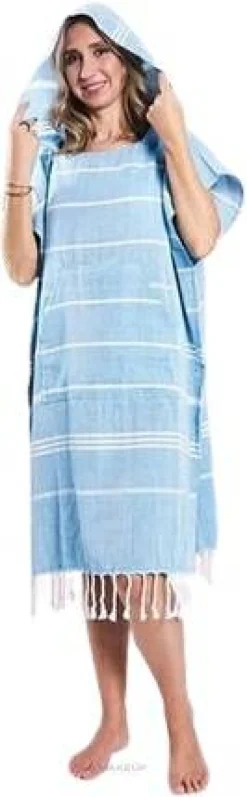 Damen-Hamam-Poncho, blau