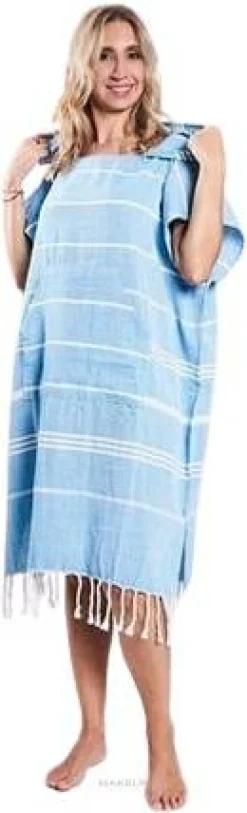 Damen-Hamam-Poncho, blau