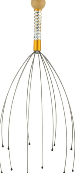 Entspannender ayurvedischer Kopfhautmassagegerät, gold-silbern