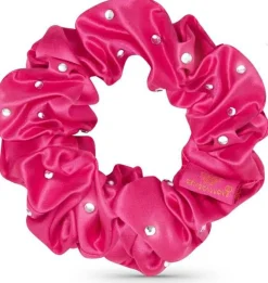 Haargummi aus Seide mit Kristallen rosa