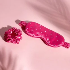Haargummi aus Seide mit Kristallen rosa