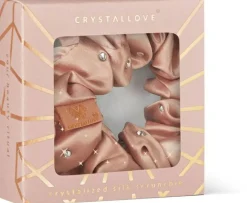 Haargummi aus Seide mit Kristallen Roségold