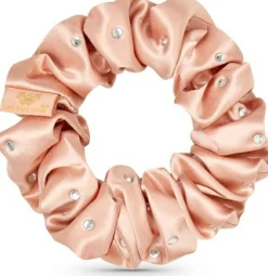 Haargummi aus Seide mit Kristallen Roségold