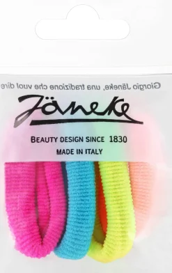 Haargummis, 4 Stück, pink + blau + gelb + orange