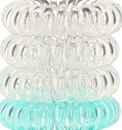 Haargummis transparent, türkis 4 St.