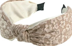 Haarreif mit Blumenmuster, beige