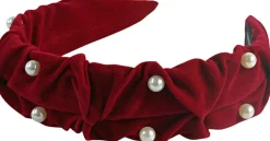 Haarreif mit Perlen, rot