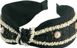 Haarreif mit Strasssteinen, schwarz