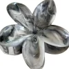 Haarspange Blume SP346 7,5 x 8 cm, XL, grau-weiß