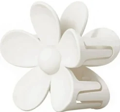 Haarspange SP152B, weiße matte Blume, 7x7,5 cm