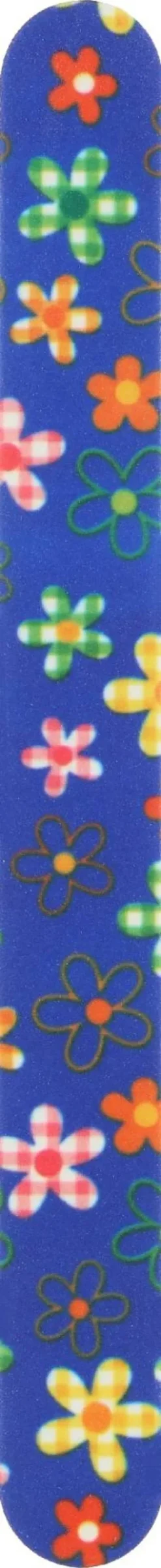 2-in-1 Nagelfeile, gerade, bunt, 7446, blau mit bunten Blumen