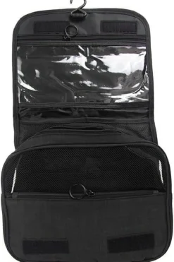 Klappbarer Reise-Kosmetiktaschen-Organizer mit Haken, schwarz, 4817