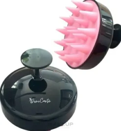 Kopfhautmassagebürste schwarz mit rosa