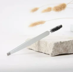 Kosmetikpinzette für Augenbrauen und Wimpern, mit Bürste, 4125