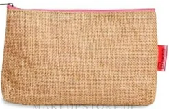 Kosmetiktasche aus Leinen, rosa Reißverschluss