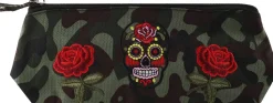 Kosmetiktasche Camouflage 95863 Rosen und Schädel