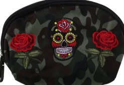 Kosmetiktasche Camouflage 95870 Rosen und Schädel
