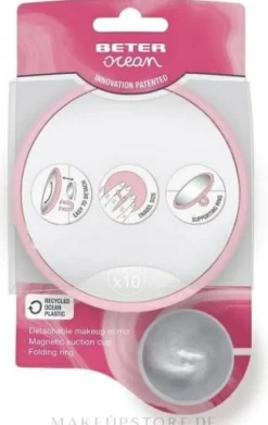 Magnetischer Spiegel mit Saugknopf und 10-facher Vergrößerung, rosa