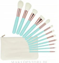 Make-up Pinselset mit Etui 12-tlg. türkis