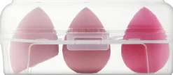Make-up Schwämme im Etui, 3 Stk., intensiv pink + puderrosa, 38440