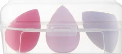 Makeup-Schwämme im Etui, 3 Stk., intensiv rosa + lila, 38440