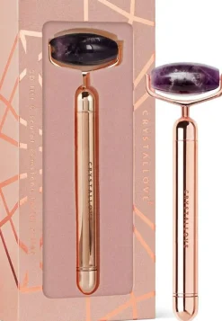Massageroller für das Gesicht aus Amethyst mit Vibrationsfunktion