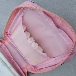 Mini-Tasche für Damenhygieneartikel, Blumen, pink