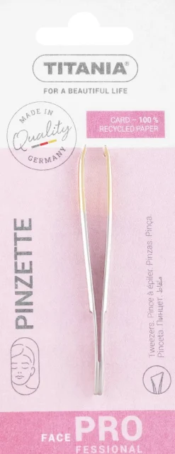 Pinzette schräg mit vergoldeten Spitzen 8 cm 1066/G