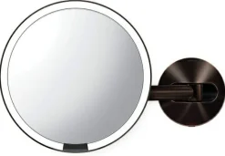 Rundes, wandmontiertes Sensor-Spiegel, 20 cm, dunkle Bronze