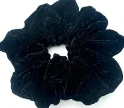 Samtiges Haargummi mit Glitzer, schwarz