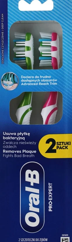 Set aus Zahnbürsten, mittlere Härte, grün + rosa