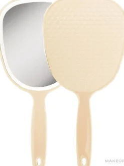 Spiegel mit Griff 28x13 cm beige