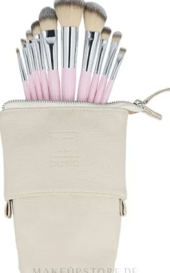 10-teiliges Make-up-Pinselset mit Etui, rosa