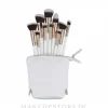 10-teiliges Make-up-Pinselset mit Kosmetiktasche, Weiß