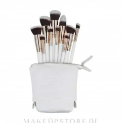 10-teiliges Make-up-Pinselset mit Kosmetiktasche, Weiß