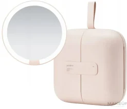 Tragbarer LED-Spiegel mit Schminktasche, rosa