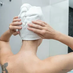 Turban-Handtuch aus Baumwolle zum Trocknen der Haare 500 g weiß