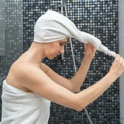 Turban-Handtuch aus Baumwolle zum Trocknen der Haare 500 g weiß