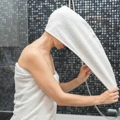 Turban-Handtuch aus Baumwolle zum Trocknen der Haare Gewicht 350 g naturfarben
