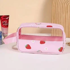 Wasserdichte Kosmetiktasche „Erdbeere“, Größe S, KS149, rosa