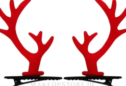 Weihnachts-Haarnadeln, FA-5742, mit Rentiergeweih, schwarz-rot