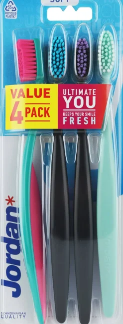 Zahnbürste, 4 St., weich, grün, schwarz, schwarz, türkis