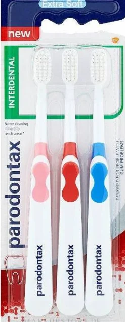 Zahnbürste extra weich Interdental rosa, rot, blau 3 St.