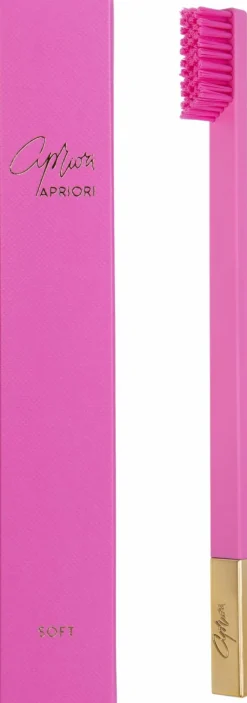 Zahnbürste mit weichen Borsten, Bubblegum Rosa matt mit goldener matter Kappe