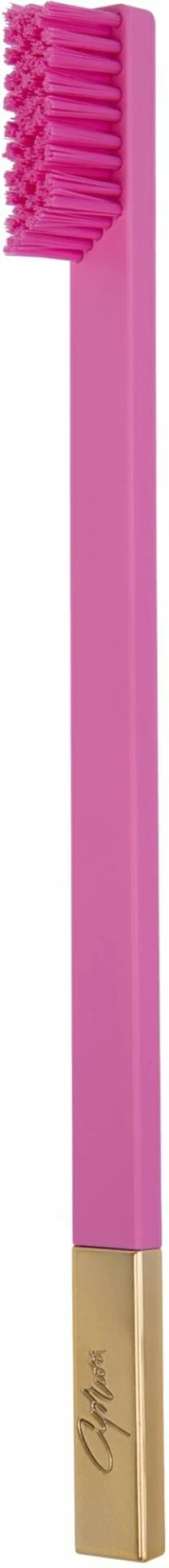 Zahnbürste mit weichen Borsten, Bubblegum Rosa matt mit goldener matter Kappe